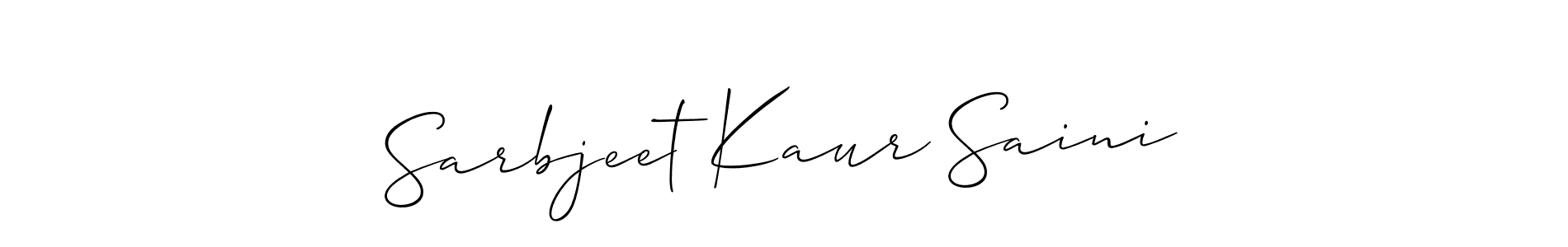 Create a beautiful signature design for name Sarbjeet Kaur Saini. With this signature (Allison_Script) fonts, you can make a handwritten signature for free. Sarbjeet Kaur Saini signature style 2 images and pictures png