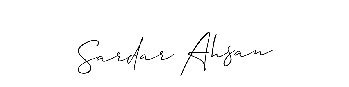 Also You can easily find your signature by using the search form. We will create Sardar Ahsan name handwritten signature images for you free of cost using Allison_Script sign style. Sardar Ahsan signature style 2 images and pictures png