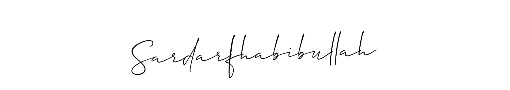 The best way (Allison_Script) to make a short signature is to pick only two or three words in your name. The name Sardarfhabibullah include a total of six letters. For converting this name. Sardarfhabibullah signature style 2 images and pictures png