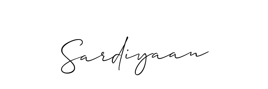 Make a beautiful signature design for name Sardiyaan. With this signature (Allison_Script) style, you can create a handwritten signature for free. Sardiyaan signature style 2 images and pictures png