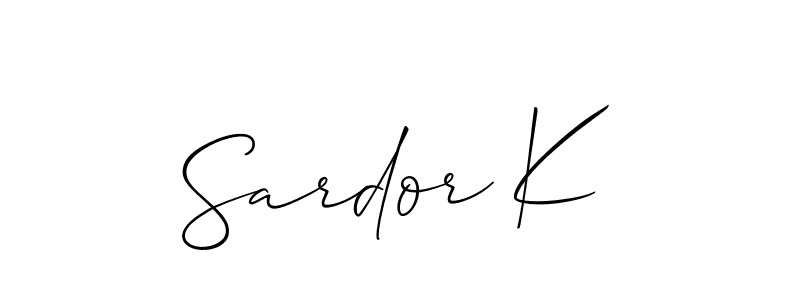 Sardor K stylish signature style. Best Handwritten Sign (Allison_Script) for my name. Handwritten Signature Collection Ideas for my name Sardor K. Sardor K signature style 2 images and pictures png