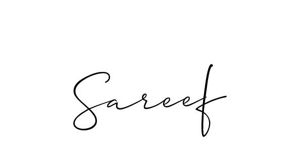 Use a signature maker to create a handwritten signature online. With this signature software, you can design (Allison_Script) your own signature for name Sareef. Sareef signature style 2 images and pictures png