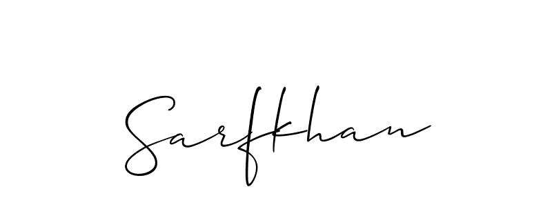 Use a signature maker to create a handwritten signature online. With this signature software, you can design (Allison_Script) your own signature for name Sarfkhan. Sarfkhan signature style 2 images and pictures png