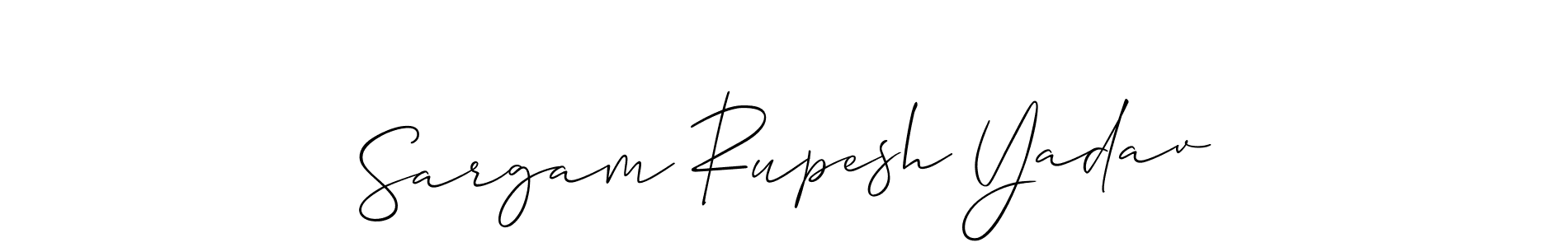 Make a short Sargam Rupesh Yadav signature style. Manage your documents anywhere anytime using Allison_Script. Create and add eSignatures, submit forms, share and send files easily. Sargam Rupesh Yadav signature style 2 images and pictures png
