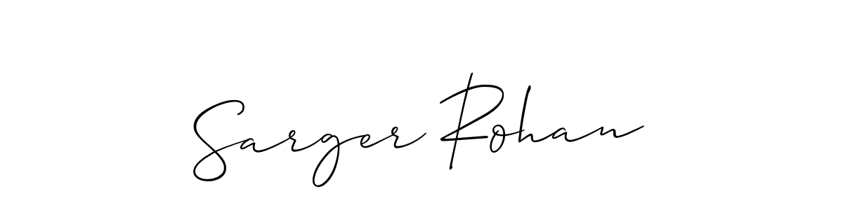 Make a short Sarger Rohan signature style. Manage your documents anywhere anytime using Allison_Script. Create and add eSignatures, submit forms, share and send files easily. Sarger Rohan signature style 2 images and pictures png