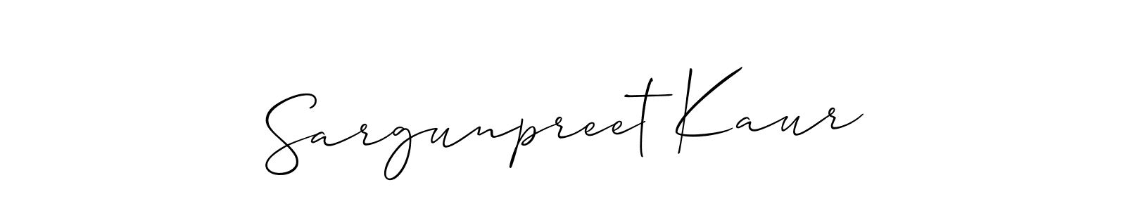 You should practise on your own different ways (Allison_Script) to write your name (Sargunpreet Kaur) in signature. don't let someone else do it for you. Sargunpreet Kaur signature style 2 images and pictures png