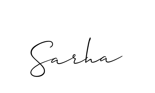 Make a beautiful signature design for name Sarha. With this signature (Allison_Script) style, you can create a handwritten signature for free. Sarha signature style 2 images and pictures png