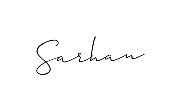 Make a beautiful signature design for name Sarhan. With this signature (Allison_Script) style, you can create a handwritten signature for free. Sarhan signature style 2 images and pictures png