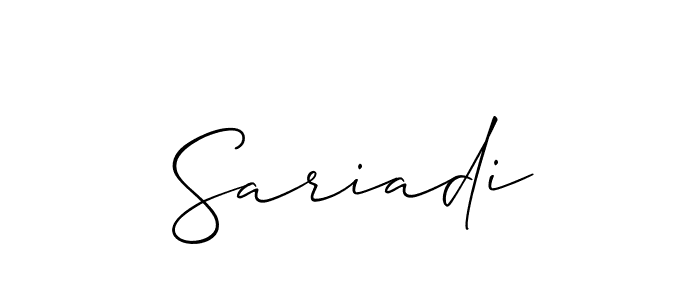 if you are searching for the best signature style for your name Sariadi. so please give up your signature search. here we have designed multiple signature styles  using Allison_Script. Sariadi signature style 2 images and pictures png