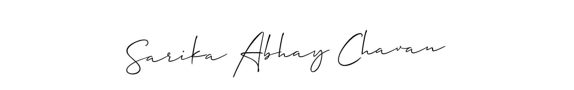 The best way (Allison_Script) to make a short signature is to pick only two or three words in your name. The name Sarika Abhay Chavan include a total of six letters. For converting this name. Sarika Abhay Chavan signature style 2 images and pictures png