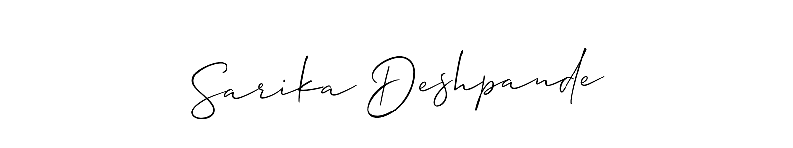 Also we have Sarika Deshpande name is the best signature style. Create professional handwritten signature collection using Allison_Script autograph style. Sarika Deshpande signature style 2 images and pictures png