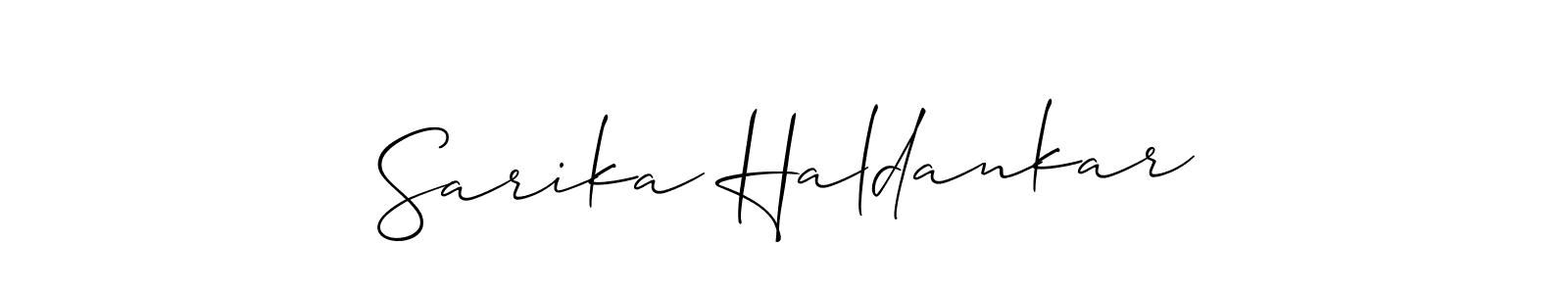 Use a signature maker to create a handwritten signature online. With this signature software, you can design (Allison_Script) your own signature for name Sarika Haldankar. Sarika Haldankar signature style 2 images and pictures png