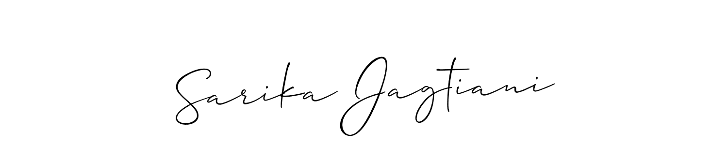 This is the best signature style for the Sarika Jagtiani name. Also you like these signature font (Allison_Script). Mix name signature. Sarika Jagtiani signature style 2 images and pictures png