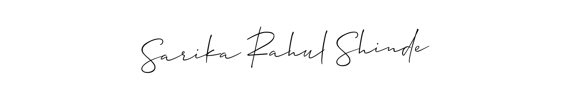 Allison_Script is a professional signature style that is perfect for those who want to add a touch of class to their signature. It is also a great choice for those who want to make their signature more unique. Get Sarika Rahul Shinde name to fancy signature for free. Sarika Rahul Shinde signature style 2 images and pictures png