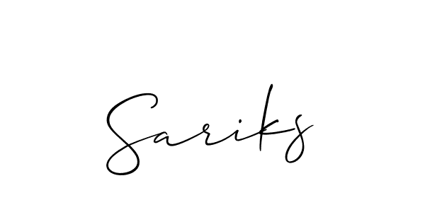 Use a signature maker to create a handwritten signature online. With this signature software, you can design (Allison_Script) your own signature for name Sariks. Sariks signature style 2 images and pictures png