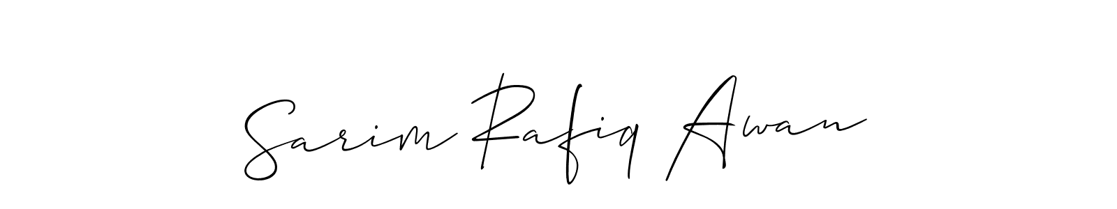 How to make Sarim Rafiq Awan name signature. Use Allison_Script style for creating short signs online. This is the latest handwritten sign. Sarim Rafiq Awan signature style 2 images and pictures png