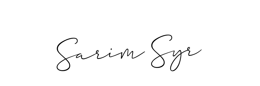 The best way (Allison_Script) to make a short signature is to pick only two or three words in your name. The name Sarim Syr include a total of six letters. For converting this name. Sarim Syr signature style 2 images and pictures png