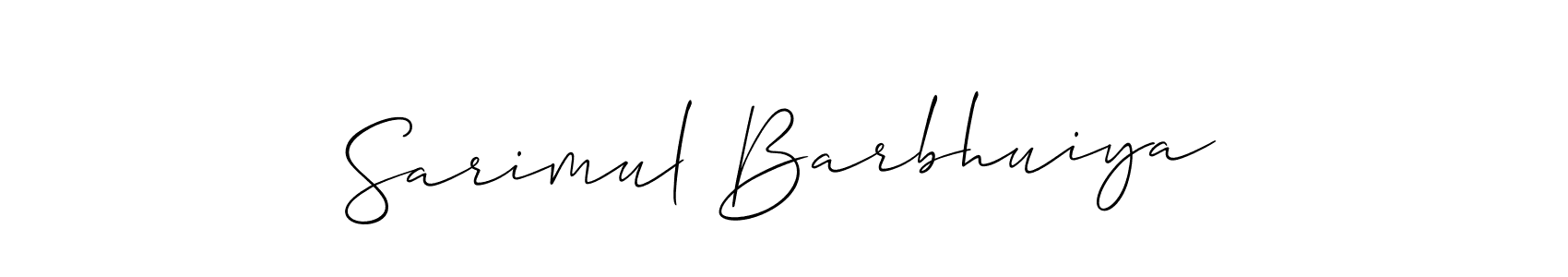 Create a beautiful signature design for name Sarimul Barbhuiya. With this signature (Allison_Script) fonts, you can make a handwritten signature for free. Sarimul Barbhuiya signature style 2 images and pictures png