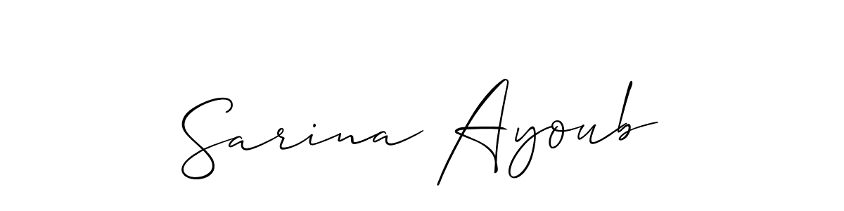 The best way (Allison_Script) to make a short signature is to pick only two or three words in your name. The name Sarina Ayoub include a total of six letters. For converting this name. Sarina Ayoub signature style 2 images and pictures png