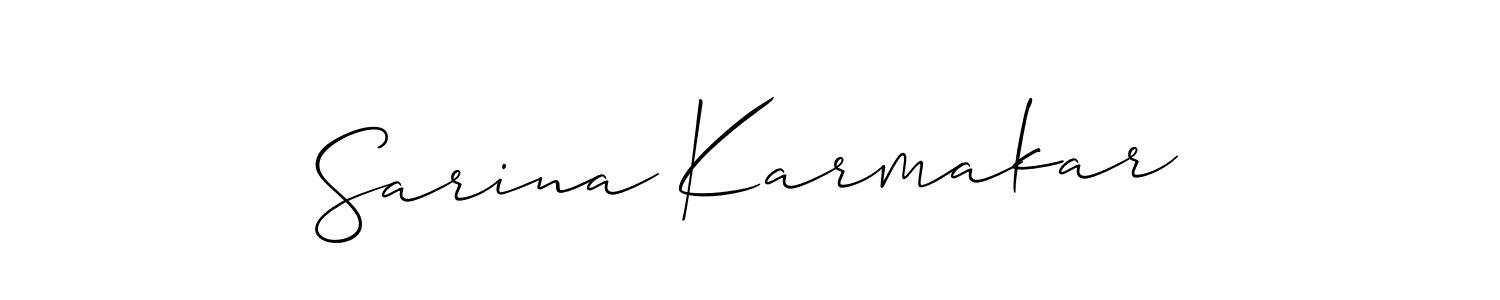 Also You can easily find your signature by using the search form. We will create Sarina Karmakar name handwritten signature images for you free of cost using Allison_Script sign style. Sarina Karmakar signature style 2 images and pictures png