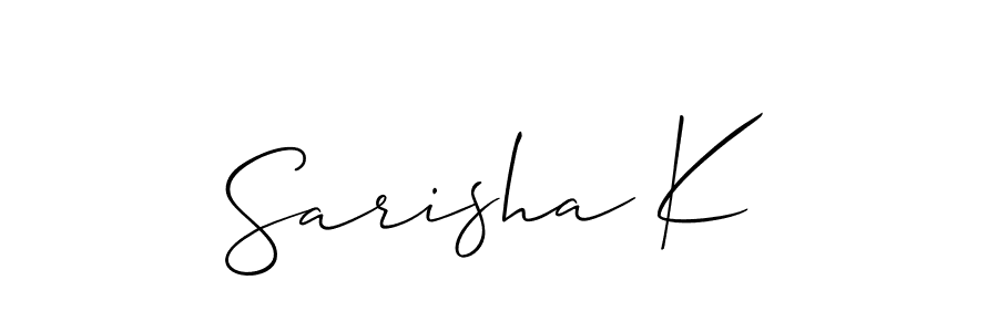 Make a beautiful signature design for name Sarisha K. With this signature (Allison_Script) style, you can create a handwritten signature for free. Sarisha K signature style 2 images and pictures png