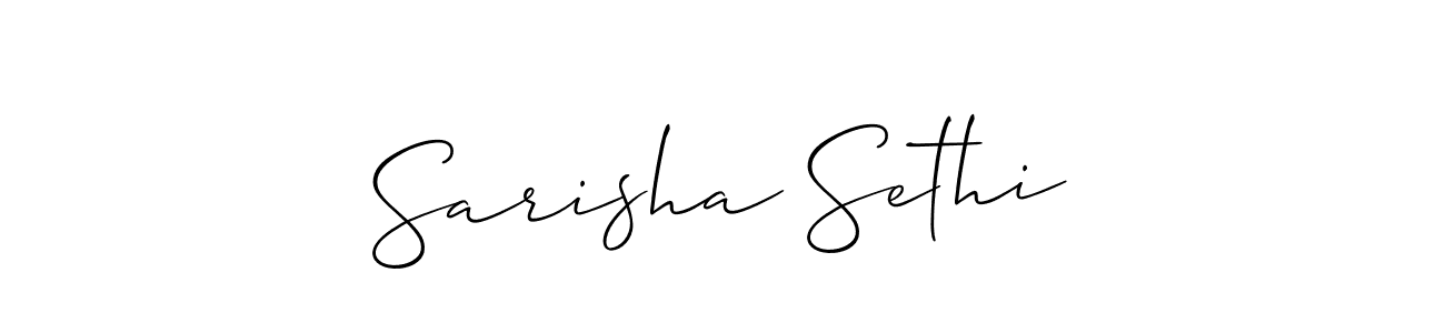 Make a short Sarisha Sethi signature style. Manage your documents anywhere anytime using Allison_Script. Create and add eSignatures, submit forms, share and send files easily. Sarisha Sethi signature style 2 images and pictures png