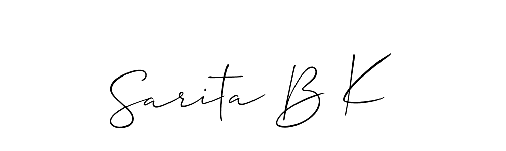if you are searching for the best signature style for your name Sarita B K. so please give up your signature search. here we have designed multiple signature styles  using Allison_Script. Sarita B K signature style 2 images and pictures png