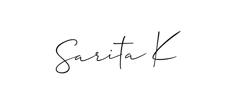 Design your own signature with our free online signature maker. With this signature software, you can create a handwritten (Allison_Script) signature for name Sarita K. Sarita K signature style 2 images and pictures png