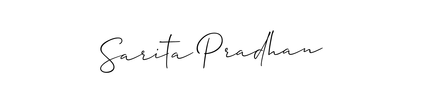 Allison_Script is a professional signature style that is perfect for those who want to add a touch of class to their signature. It is also a great choice for those who want to make their signature more unique. Get Sarita Pradhan name to fancy signature for free. Sarita Pradhan signature style 2 images and pictures png