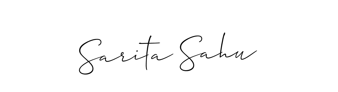 The best way (Allison_Script) to make a short signature is to pick only two or three words in your name. The name Sarita Sahu include a total of six letters. For converting this name. Sarita Sahu signature style 2 images and pictures png