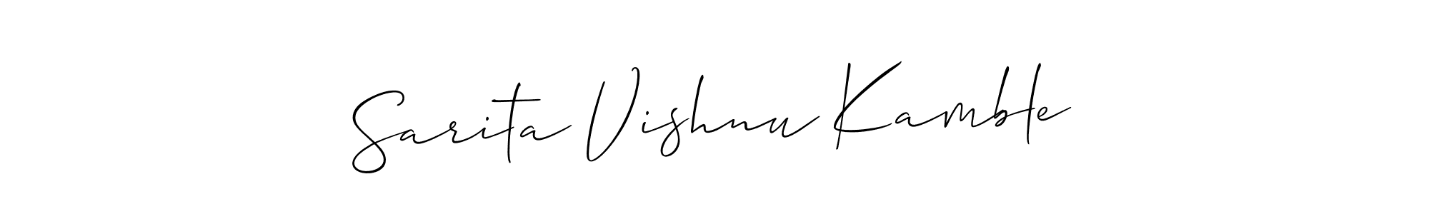 How to Draw Sarita Vishnu Kamble signature style? Allison_Script is a latest design signature styles for name Sarita Vishnu Kamble. Sarita Vishnu Kamble signature style 2 images and pictures png