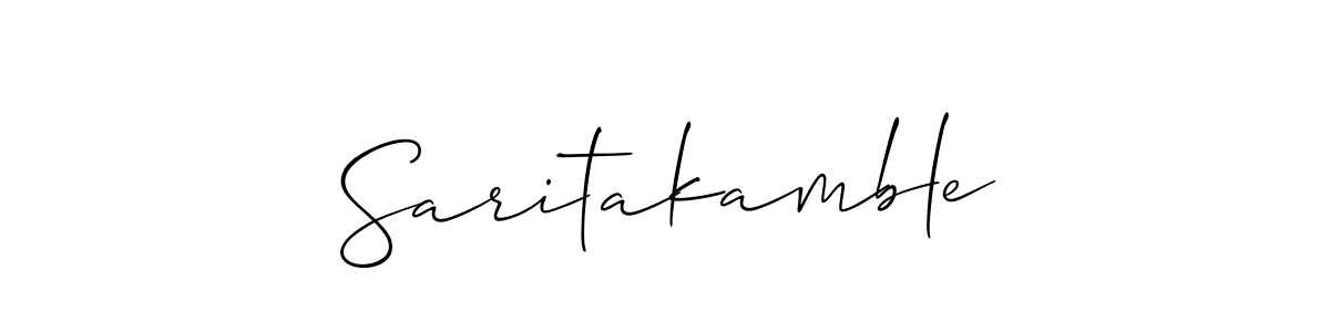 How to make Saritakamble name signature. Use Allison_Script style for creating short signs online. This is the latest handwritten sign. Saritakamble signature style 2 images and pictures png