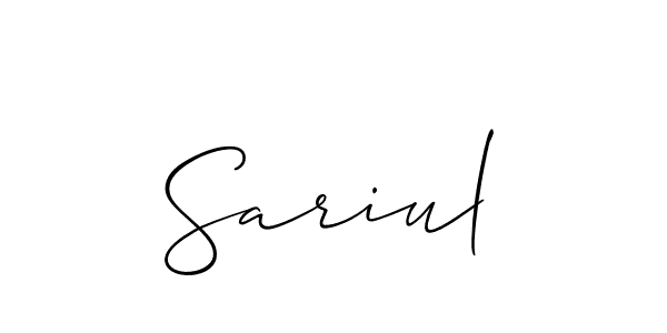 Allison_Script is a professional signature style that is perfect for those who want to add a touch of class to their signature. It is also a great choice for those who want to make their signature more unique. Get Sariul name to fancy signature for free. Sariul signature style 2 images and pictures png