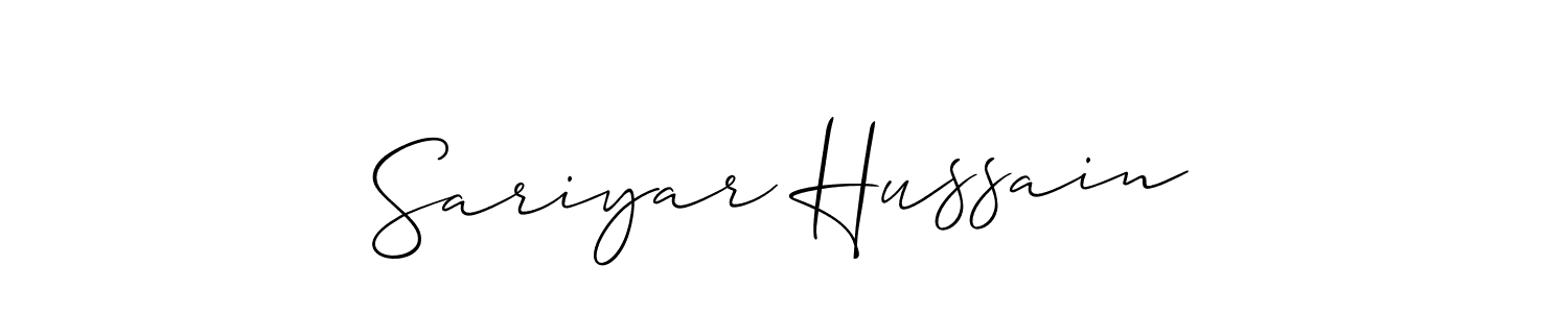 It looks lik you need a new signature style for name Sariyar Hussain. Design unique handwritten (Allison_Script) signature with our free signature maker in just a few clicks. Sariyar Hussain signature style 2 images and pictures png