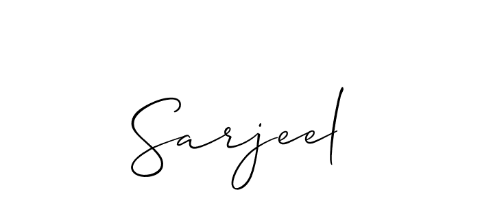 The best way (Allison_Script) to make a short signature is to pick only two or three words in your name. The name Sarjeel include a total of six letters. For converting this name. Sarjeel signature style 2 images and pictures png