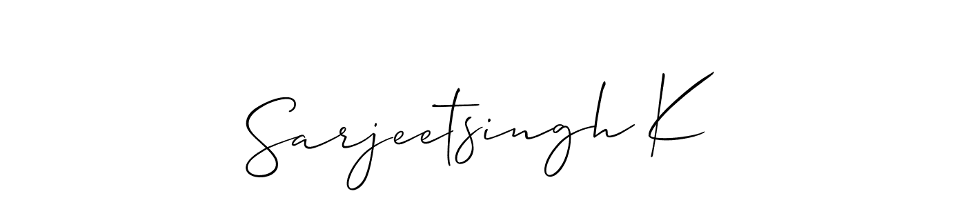 Design your own signature with our free online signature maker. With this signature software, you can create a handwritten (Allison_Script) signature for name Sarjeetsingh K. Sarjeetsingh K signature style 2 images and pictures png