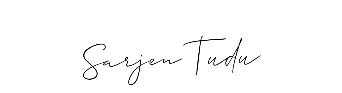 if you are searching for the best signature style for your name Sarjen Tudu. so please give up your signature search. here we have designed multiple signature styles  using Allison_Script. Sarjen Tudu signature style 2 images and pictures png