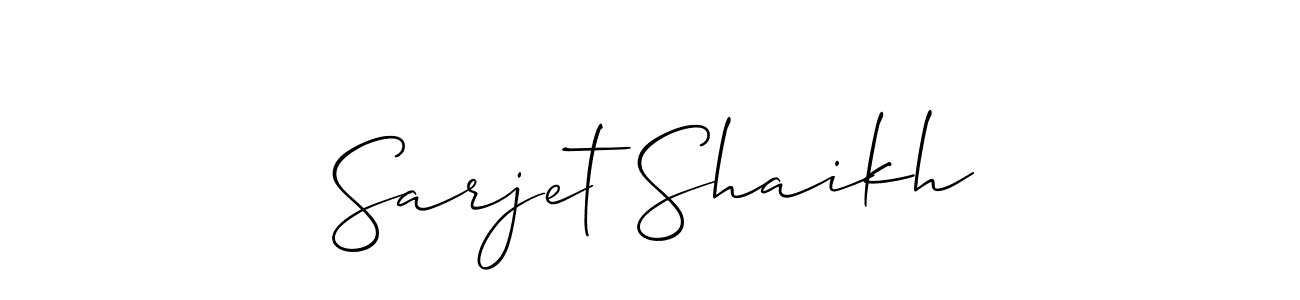 It looks lik you need a new signature style for name Sarjet Shaikh. Design unique handwritten (Allison_Script) signature with our free signature maker in just a few clicks. Sarjet Shaikh signature style 2 images and pictures png