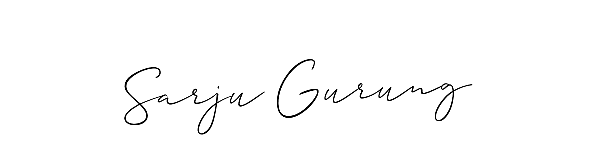 Similarly Allison_Script is the best handwritten signature design. Signature creator online .You can use it as an online autograph creator for name Sarju Gurung. Sarju Gurung signature style 2 images and pictures png