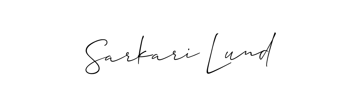 Use a signature maker to create a handwritten signature online. With this signature software, you can design (Allison_Script) your own signature for name Sarkari Lund. Sarkari Lund signature style 2 images and pictures png