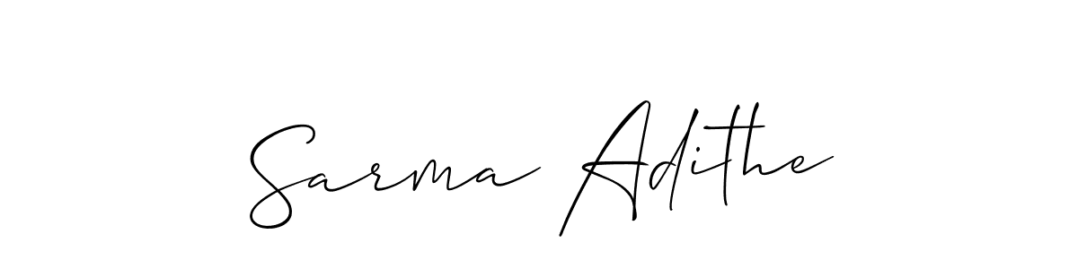 The best way (Allison_Script) to make a short signature is to pick only two or three words in your name. The name Sarma Adithe include a total of six letters. For converting this name. Sarma Adithe signature style 2 images and pictures png