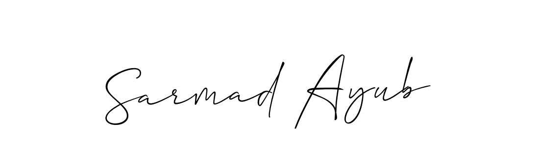 Allison_Script is a professional signature style that is perfect for those who want to add a touch of class to their signature. It is also a great choice for those who want to make their signature more unique. Get Sarmad Ayub name to fancy signature for free. Sarmad Ayub signature style 2 images and pictures png