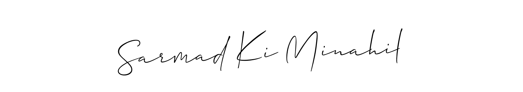 It looks lik you need a new signature style for name Sarmad Ki Minahil. Design unique handwritten (Allison_Script) signature with our free signature maker in just a few clicks. Sarmad Ki Minahil signature style 2 images and pictures png