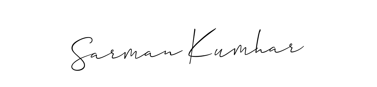 You should practise on your own different ways (Allison_Script) to write your name (Sarman Kumhar) in signature. don't let someone else do it for you. Sarman Kumhar signature style 2 images and pictures png