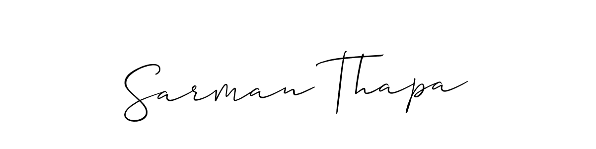 Make a beautiful signature design for name Sarman Thapa. With this signature (Allison_Script) style, you can create a handwritten signature for free. Sarman Thapa signature style 2 images and pictures png