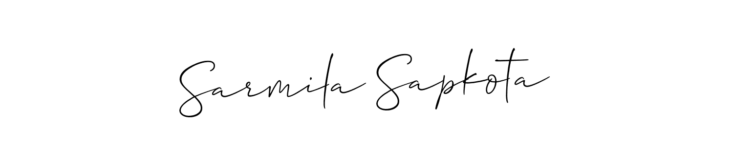 Create a beautiful signature design for name Sarmila Sapkota. With this signature (Allison_Script) fonts, you can make a handwritten signature for free. Sarmila Sapkota signature style 2 images and pictures png