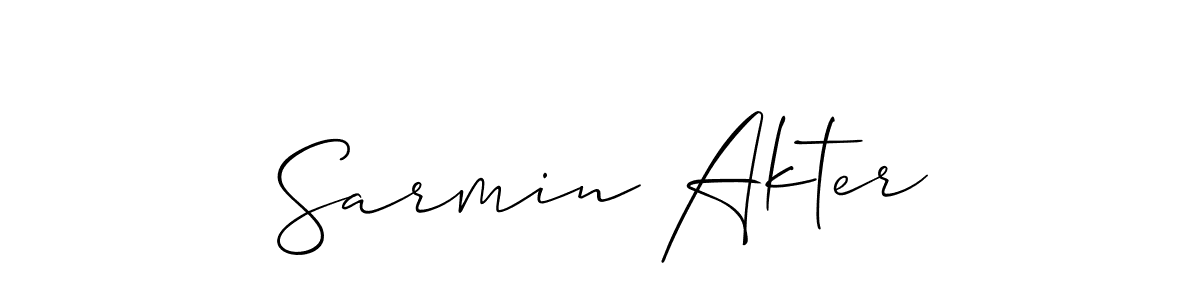 Make a beautiful signature design for name Sarmin Akter. With this signature (Allison_Script) style, you can create a handwritten signature for free. Sarmin Akter signature style 2 images and pictures png