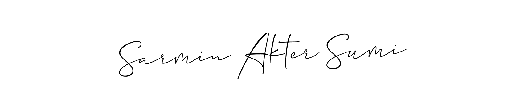 It looks lik you need a new signature style for name Sarmin Akter Sumi. Design unique handwritten (Allison_Script) signature with our free signature maker in just a few clicks. Sarmin Akter Sumi signature style 2 images and pictures png