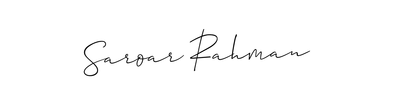 You should practise on your own different ways (Allison_Script) to write your name (Saroar Rahman) in signature. don't let someone else do it for you. Saroar Rahman signature style 2 images and pictures png