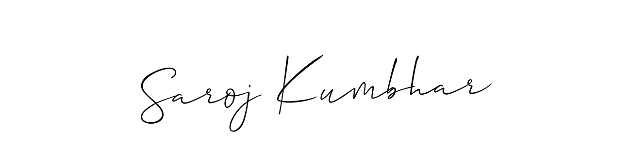 if you are searching for the best signature style for your name Saroj Kumbhar. so please give up your signature search. here we have designed multiple signature styles  using Allison_Script. Saroj Kumbhar signature style 2 images and pictures png